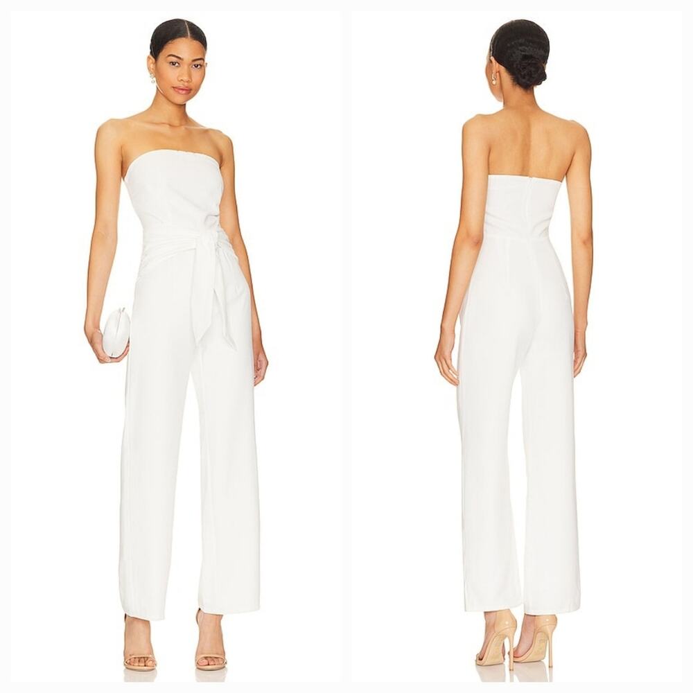 Superdown Jordan Tie Waist Jumpsuit in White Small